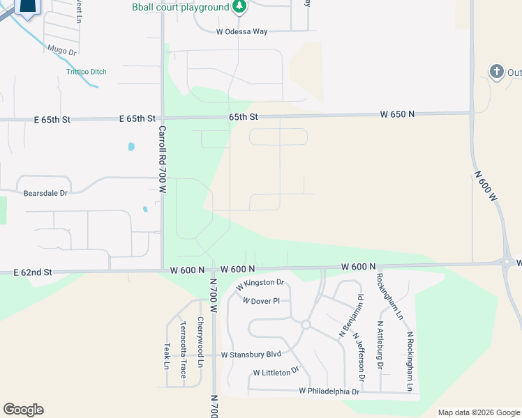 map of restaurants, bars, coffee shops, grocery stores, and more near 6579 West 650 North in McCordsville