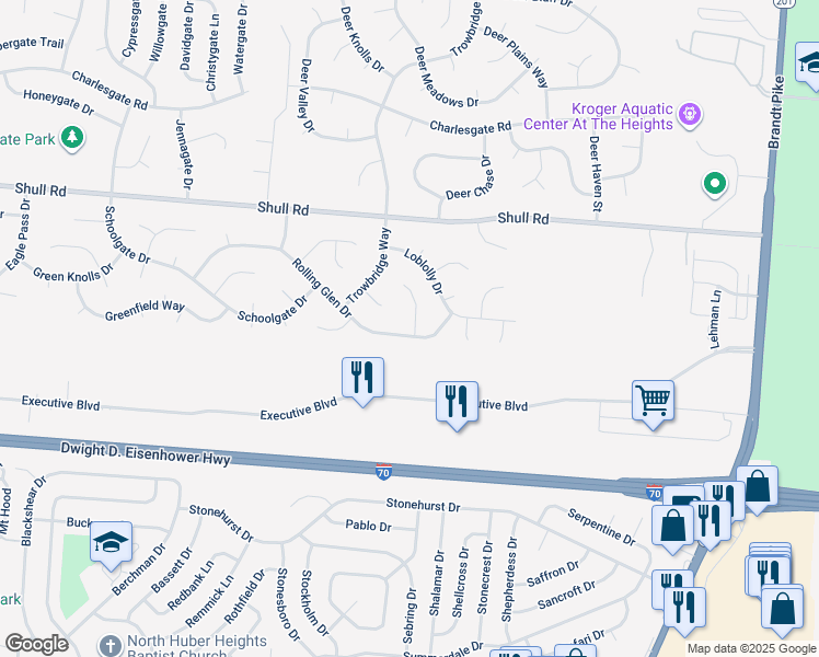 map of restaurants, bars, coffee shops, grocery stores, and more near 8316 Timber Walk Court in Huber Heights