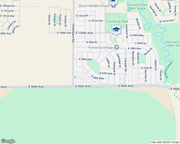 map of restaurants, bars, coffee shops, grocery stores, and more near 15543 East 96th Way in Commerce City