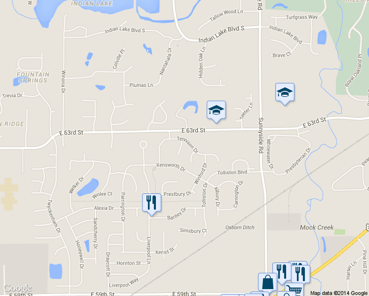 map of restaurants, bars, coffee shops, grocery stores, and more near 6231 Vancouver Court in Indianapolis