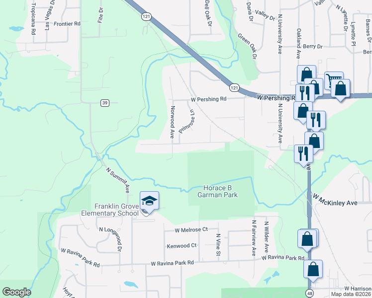 map of restaurants, bars, coffee shops, grocery stores, and more near 1401-1585 Highland Place in Decatur