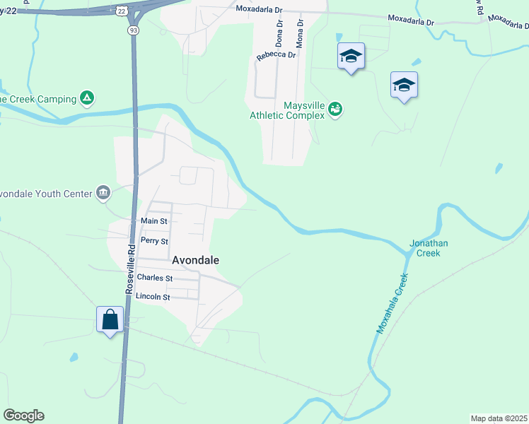 map of restaurants, bars, coffee shops, grocery stores, and more near 3445 Market Street in Roseville