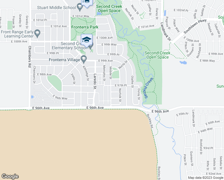 map of restaurants, bars, coffee shops, grocery stores, and more near 16405 East 97th Avenue in Commerce City