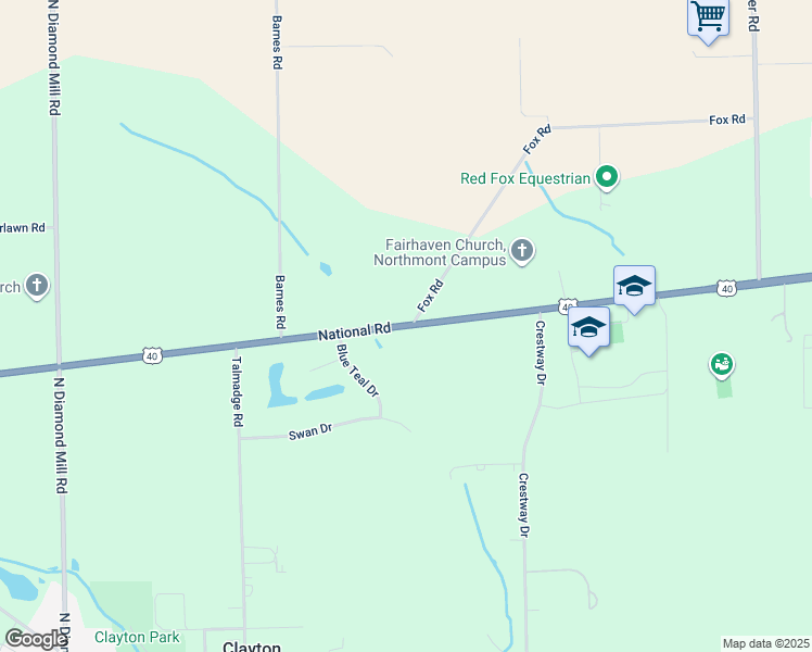 map of restaurants, bars, coffee shops, grocery stores, and more near 5220 U.S. 40 in Clayton