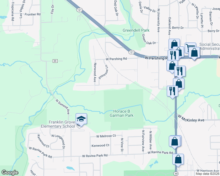 map of restaurants, bars, coffee shops, grocery stores, and more near 1401-1585 Highland Place in Decatur