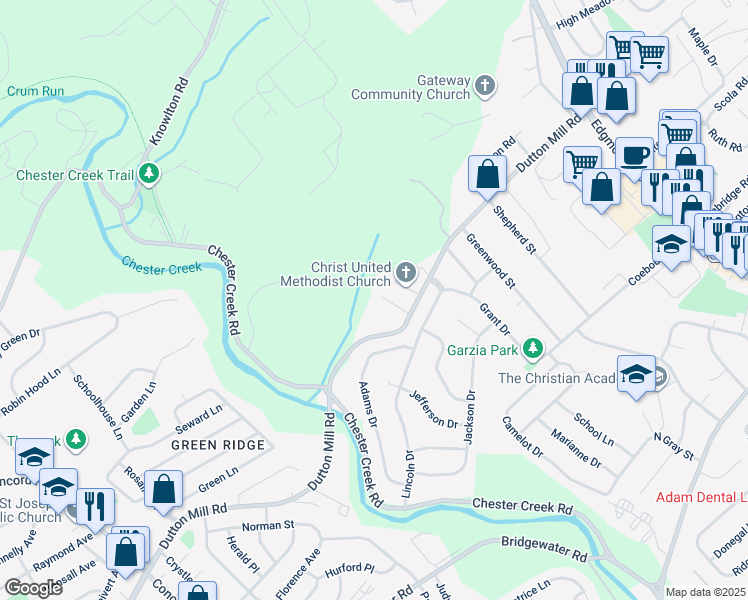 map of restaurants, bars, coffee shops, grocery stores, and more near 10 Mary Anne Drive in Brookhaven
