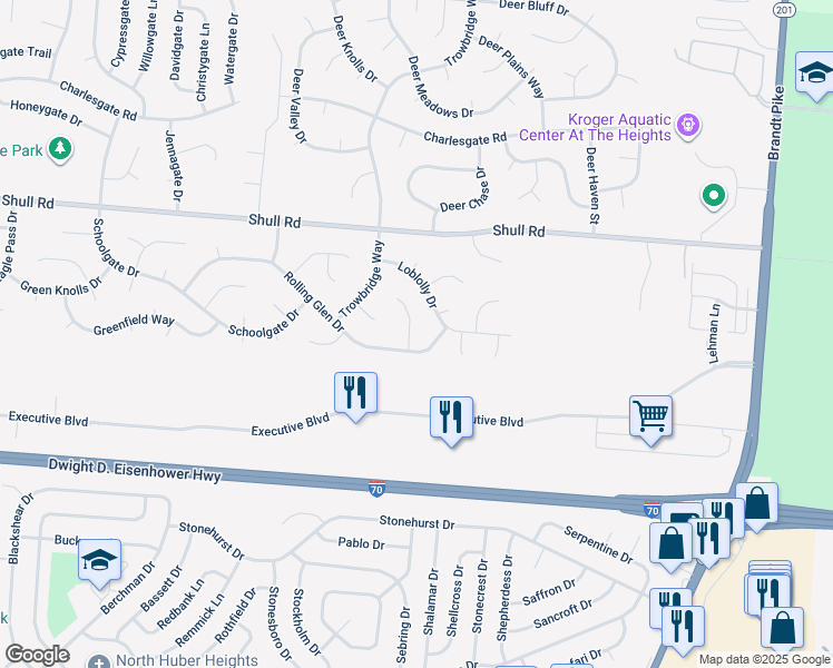 map of restaurants, bars, coffee shops, grocery stores, and more near 8316 Timber Walk Court in Huber Heights