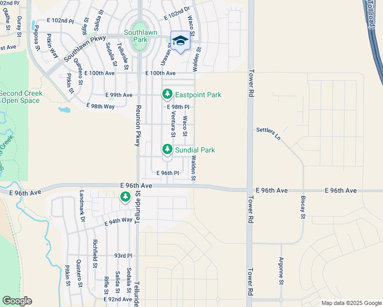 map of restaurants, bars, coffee shops, grocery stores, and more near 18183 East 97th Avenue in Commerce City