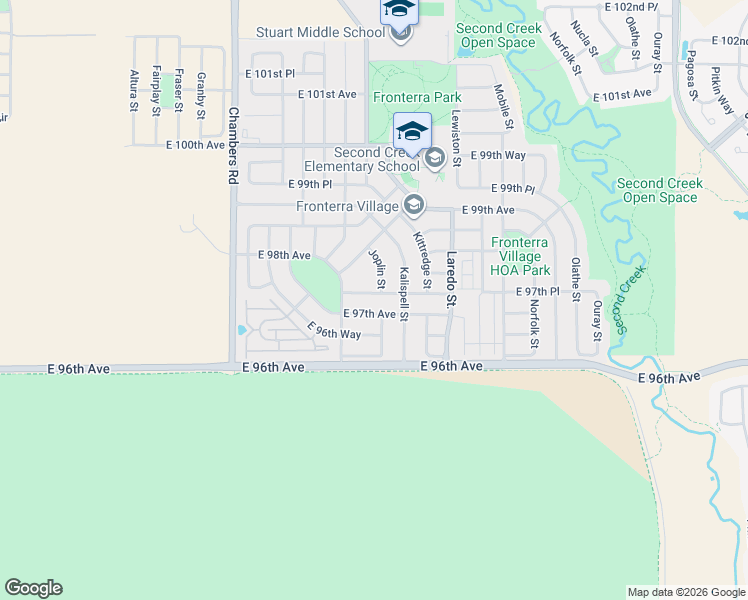 map of restaurants, bars, coffee shops, grocery stores, and more near 15776 East 97th Place in Commerce City