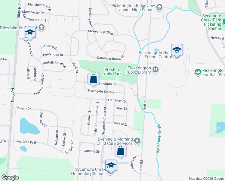 map of restaurants, bars, coffee shops, grocery stores, and more near 564 Herrogate Square in Pickerington