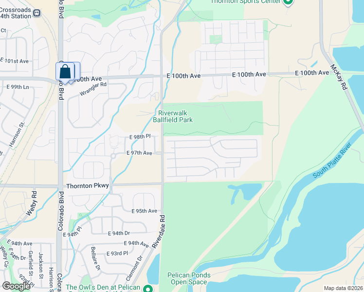 map of restaurants, bars, coffee shops, grocery stores, and more near 4957 East 97th Place in Denver