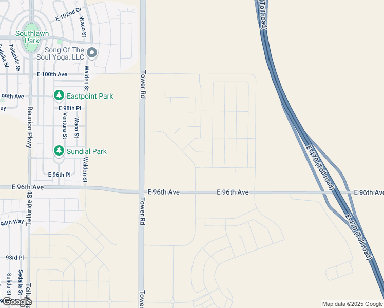 map of restaurants, bars, coffee shops, grocery stores, and more near 9880 Tower Road in Commerce City