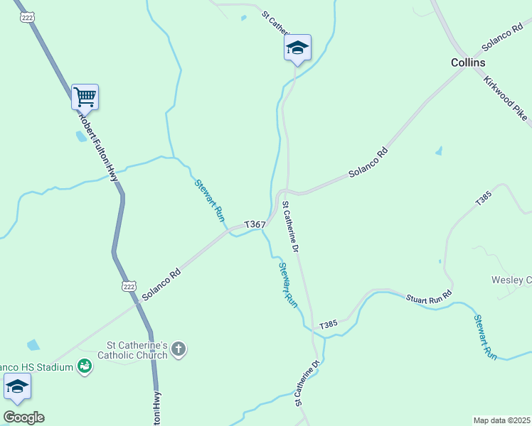 map of restaurants, bars, coffee shops, grocery stores, and more near 448 Solanco Road in Quarryville