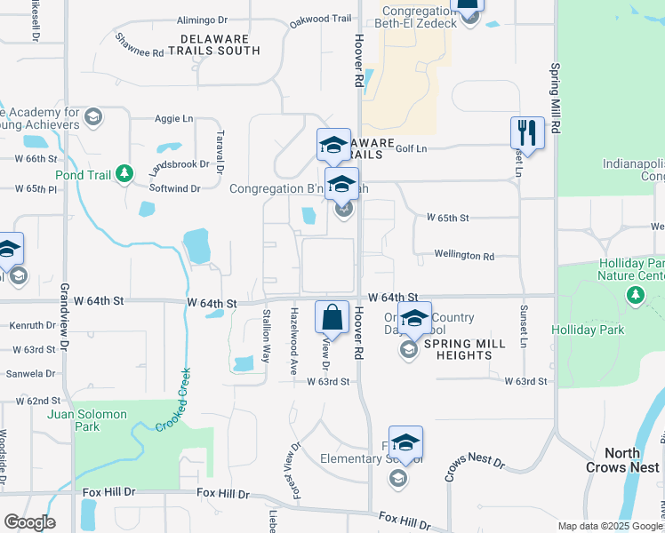 map of restaurants, bars, coffee shops, grocery stores, and more near 839 Park Central Court in Indianapolis