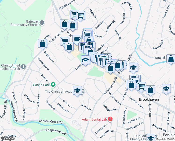 map of restaurants, bars, coffee shops, grocery stores, and more near in Upland