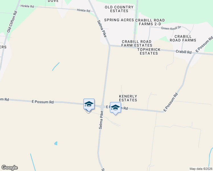 map of restaurants, bars, coffee shops, grocery stores, and more near 3420 Selma Road in Springfield