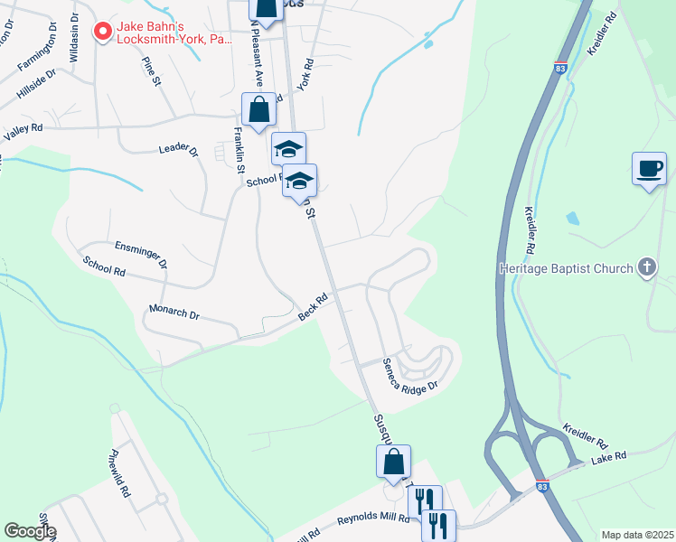 map of restaurants, bars, coffee shops, grocery stores, and more near 147 South Main Street in Jacobus