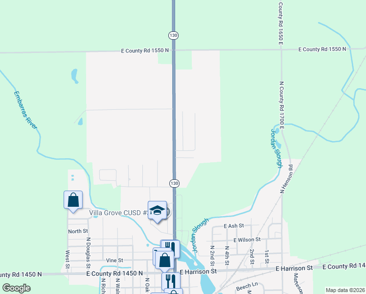 map of restaurants, bars, coffee shops, grocery stores, and more near 1011 North Possum Trail in Villa Grove