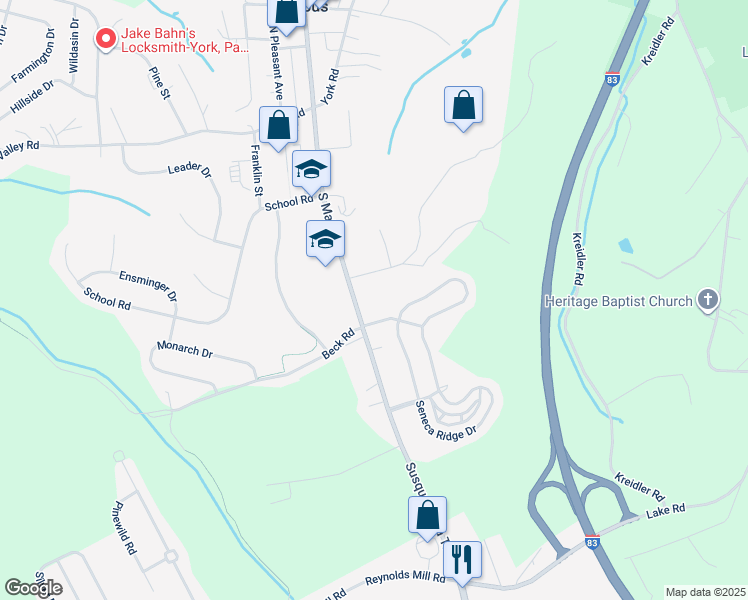 map of restaurants, bars, coffee shops, grocery stores, and more near 147 South Main Street in Jacobus