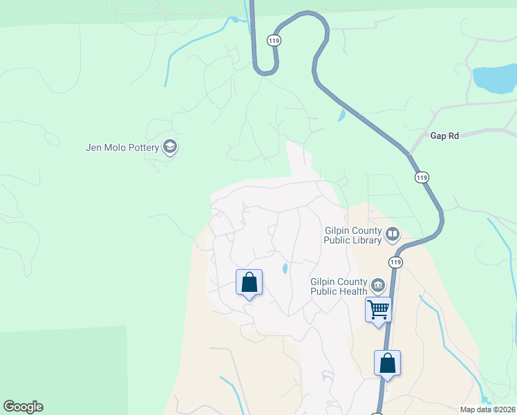 map of restaurants, bars, coffee shops, grocery stores, and more near 134 Aurora Road in Black Hawk