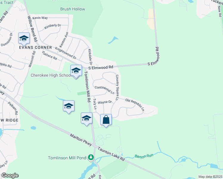 map of restaurants, bars, coffee shops, grocery stores, and more near 6 Continental Lane in Evesham Township