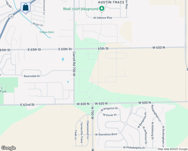 map of restaurants, bars, coffee shops, grocery stores, and more near 6211 North Rosewood Drive in McCordsville