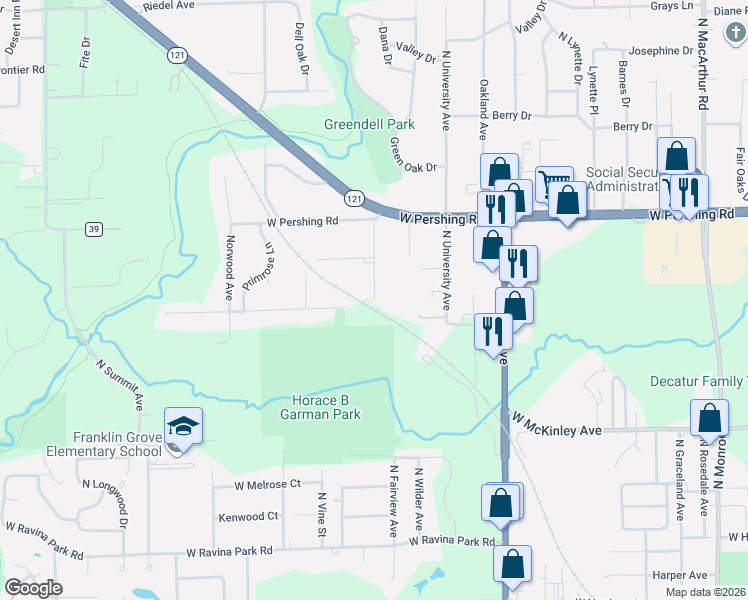 map of restaurants, bars, coffee shops, grocery stores, and more near 2800 North Fairview Avenue in Decatur