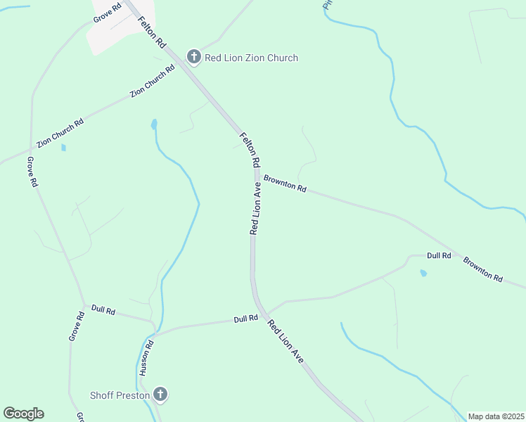 map of restaurants, bars, coffee shops, grocery stores, and more near 1215 Felton Road in Red Lion