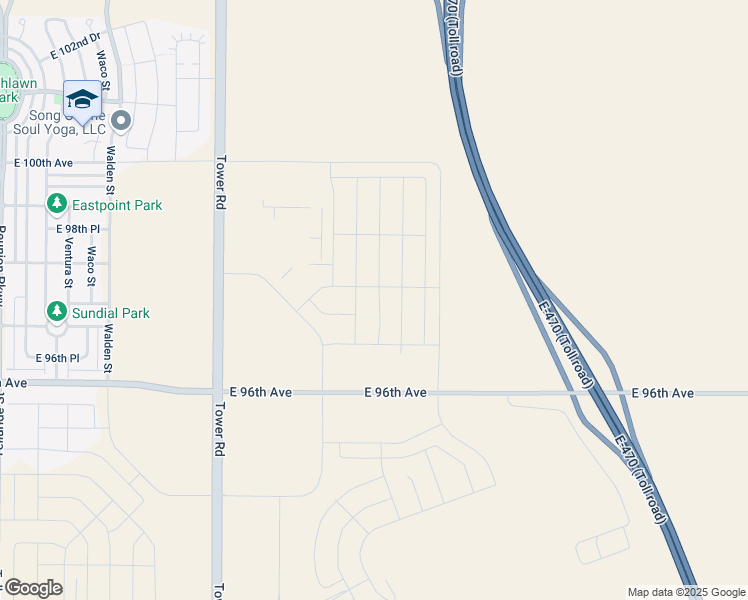 map of restaurants, bars, coffee shops, grocery stores, and more near East 96th Avenue in Commerce City