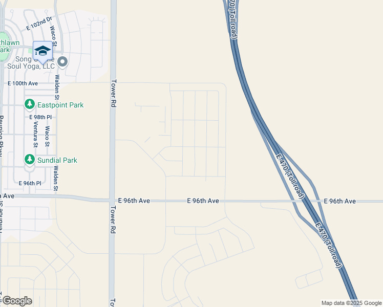 map of restaurants, bars, coffee shops, grocery stores, and more near East 96th Avenue in Commerce City