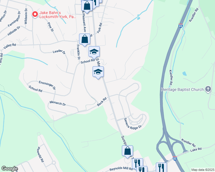map of restaurants, bars, coffee shops, grocery stores, and more near 145 South Main Street in Jacobus