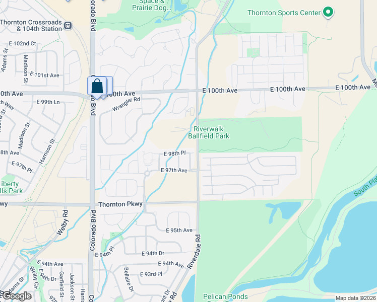 map of restaurants, bars, coffee shops, grocery stores, and more near 4759 East 98th Place in Thornton