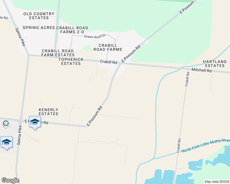 map of restaurants, bars, coffee shops, grocery stores, and more near 2350 East Possum Road in Springfield