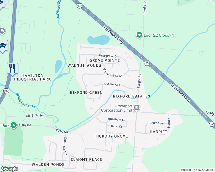 map of restaurants, bars, coffee shops, grocery stores, and more near 5132 Bixford Avenue in Canal Winchester