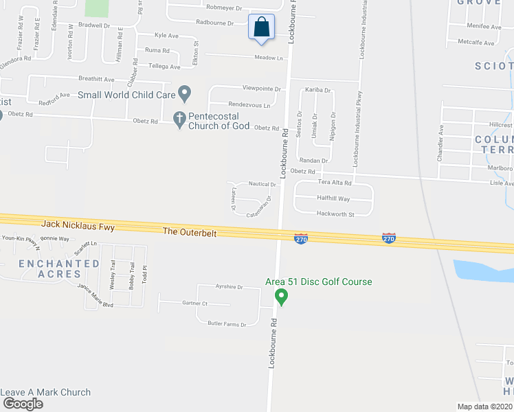 map of restaurants, bars, coffee shops, grocery stores, and more near 1271 Caravel Drive in Columbus