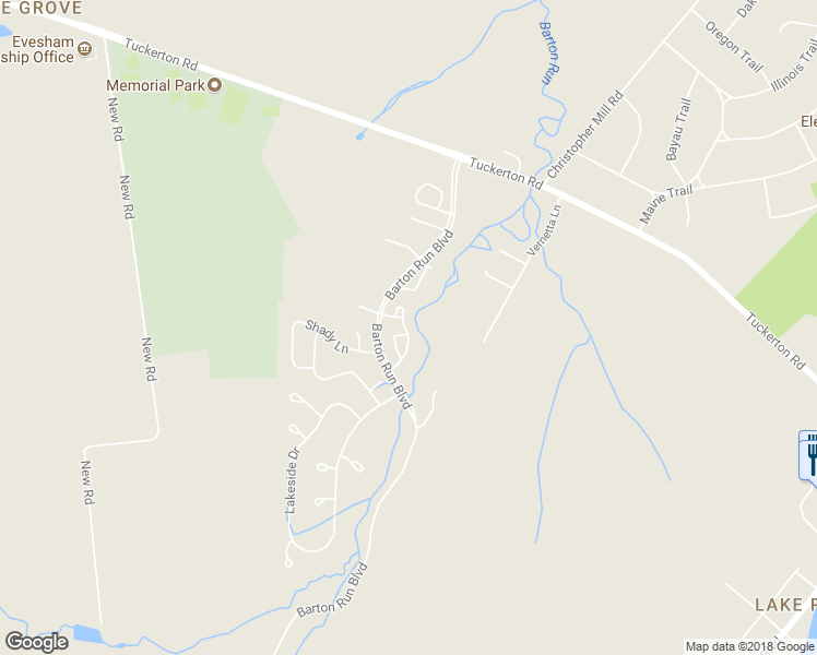 map of restaurants, bars, coffee shops, grocery stores, and more near 389 Barton Run Boulevard in Evesham Township