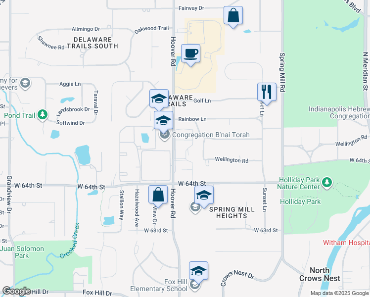 map of restaurants, bars, coffee shops, grocery stores, and more near 814 Lincolnwood Lane in Indianapolis