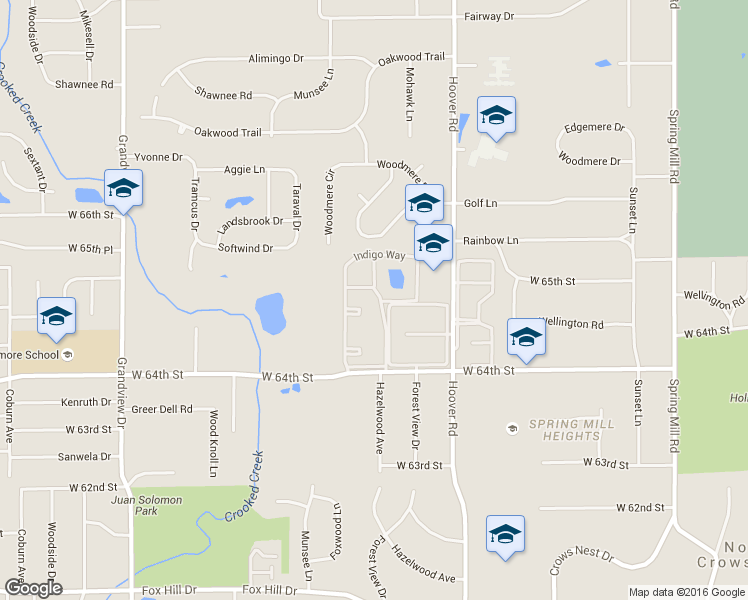 map of restaurants, bars, coffee shops, grocery stores, and more near 915 Hoover Village Drive in Indianapolis