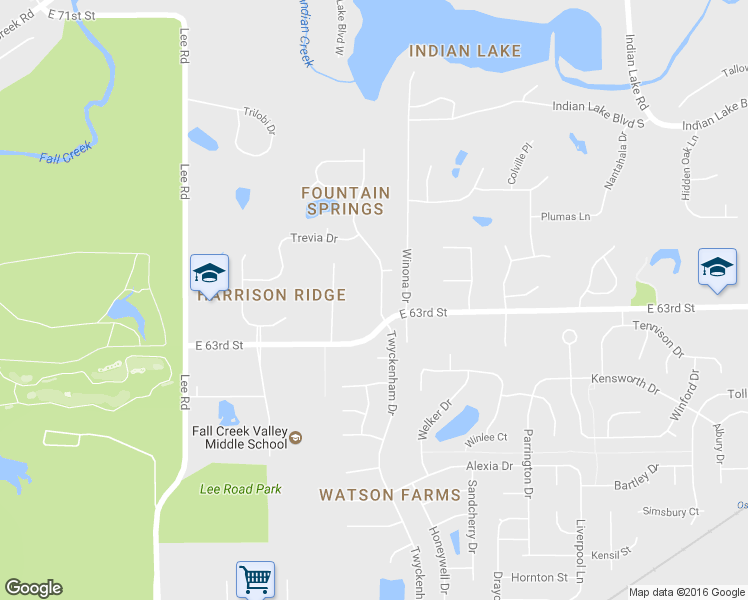 map of restaurants, bars, coffee shops, grocery stores, and more near 6320 Fountain Springs Blvd in Indianapolis