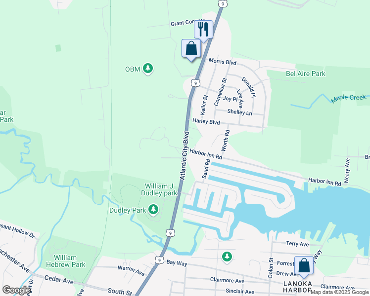 map of restaurants, bars, coffee shops, grocery stores, and more near 1046 U.S. 9 in Berkeley Township