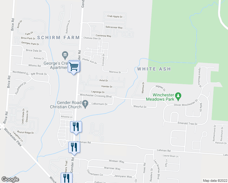 map of restaurants, bars, coffee shops, grocery stores, and more near 6768 Lagrange Drive in Canal Winchester