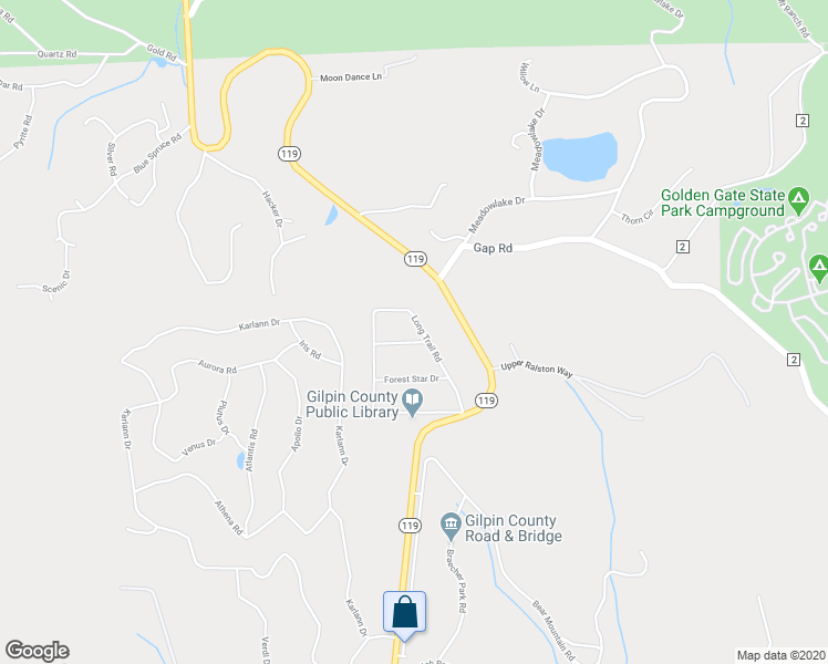 map of restaurants, bars, coffee shops, grocery stores, and more near 203 Long Trail Road in Black Hawk