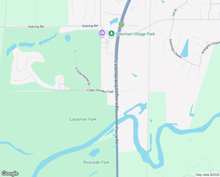 map of restaurants, bars, coffee shops, grocery stores, and more near 1501-1599 S Sherman Blvd in Springfield
