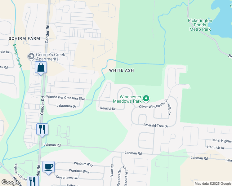 map of restaurants, bars, coffee shops, grocery stores, and more near 5197 Echelon Drive in Canal Winchester
