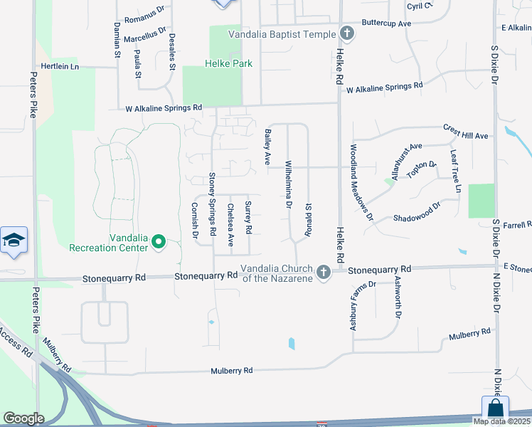 map of restaurants, bars, coffee shops, grocery stores, and more near 775 Covent Court in Vandalia
