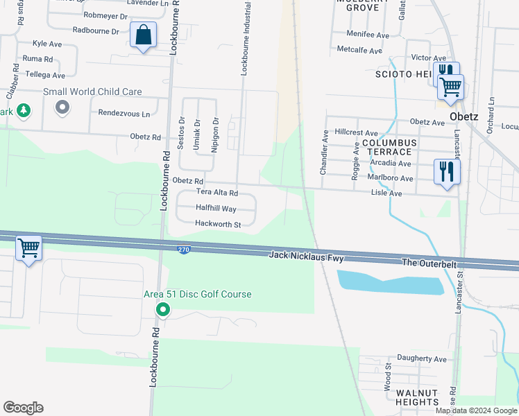 map of restaurants, bars, coffee shops, grocery stores, and more near 4468 Harston Avenue in Columbus