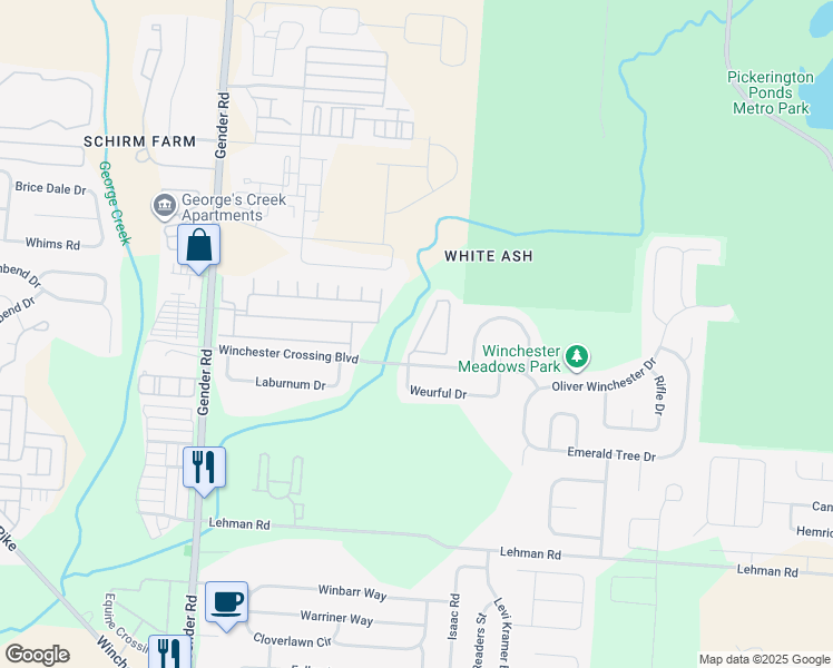 map of restaurants, bars, coffee shops, grocery stores, and more near 5199 Mantua Drive in Canal Winchester