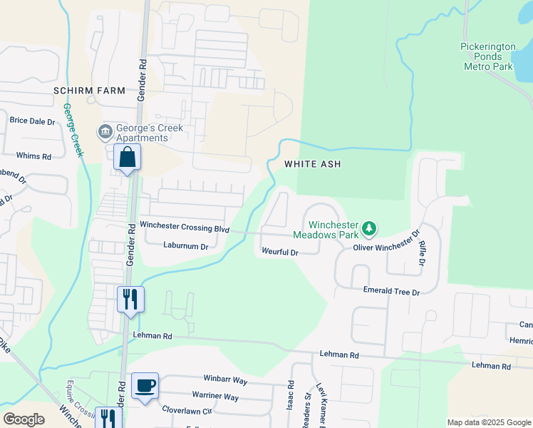 map of restaurants, bars, coffee shops, grocery stores, and more near 5199 Mantua Drive in Canal Winchester