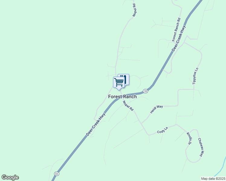 map of restaurants, bars, coffee shops, grocery stores, and more near 15346 Forest Ranch Way in Forest Ranch