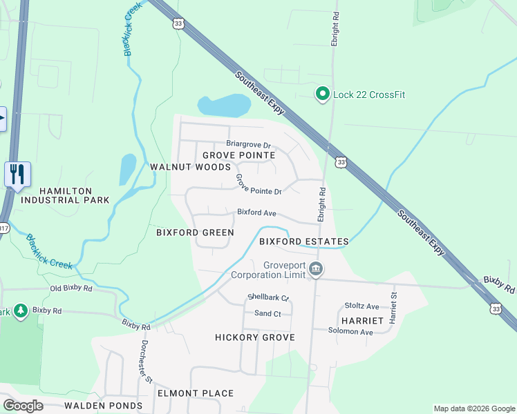 map of restaurants, bars, coffee shops, grocery stores, and more near 5132 Bixford Avenue in Canal Winchester